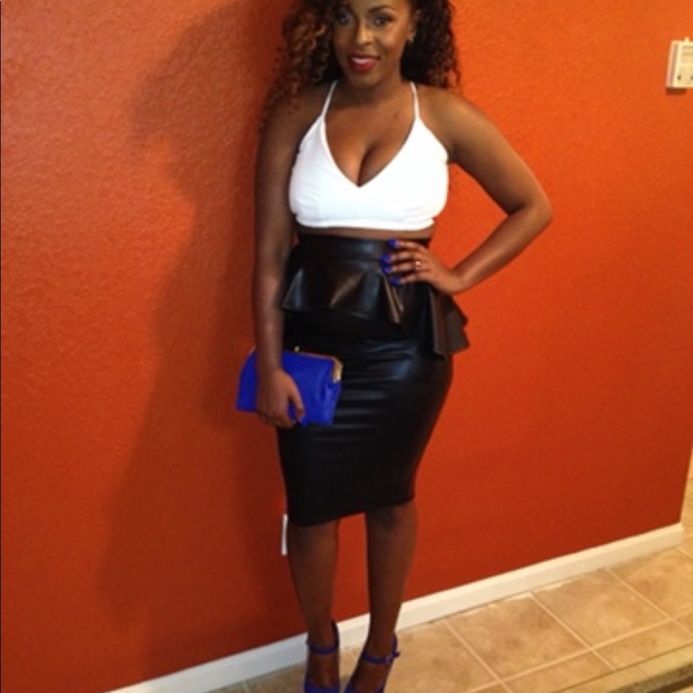 Faux Leather Peplum Skirt